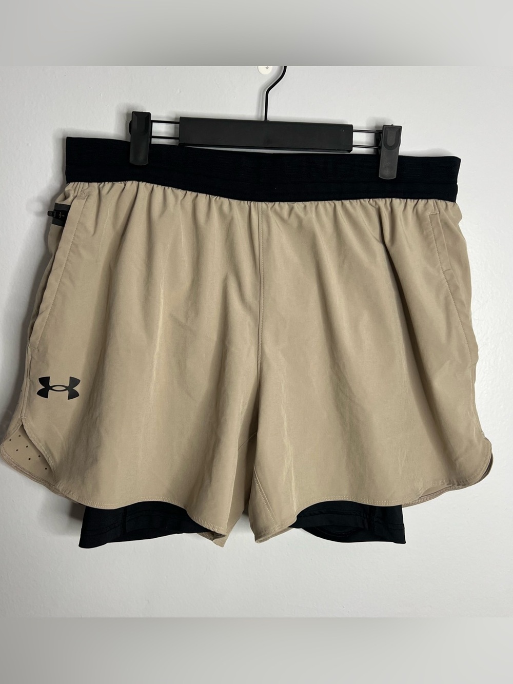 Under Armour Vanish Elite 2 In 1 Shorts Mens XL Timberwolf Taupe Beige